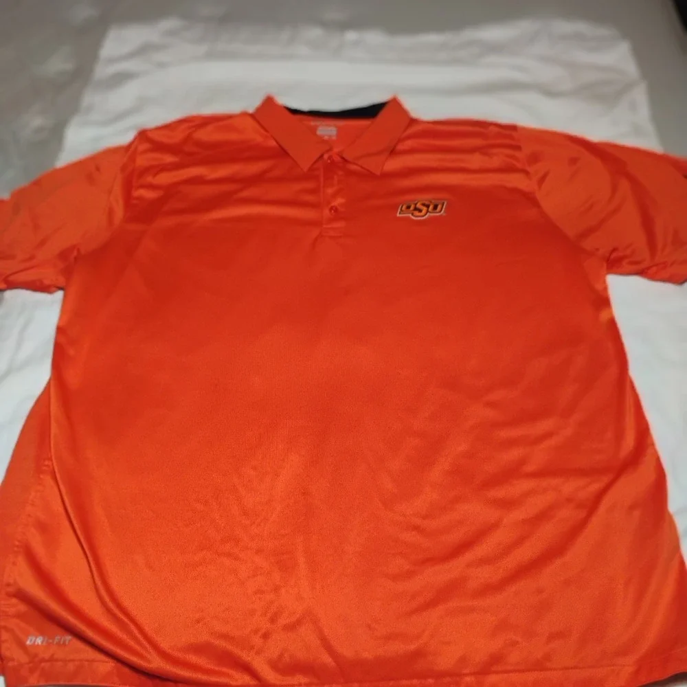 2XL XXL Orange Nike Dri-Fit Polo Shirt Oklahoma State University OSU Cowboy Mens